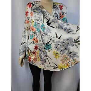 UNIQ Open Floral Multicolor Size L Women's Kimono Cardigan Sweater Lined #C2